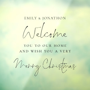 Vinilos Para Cristales Bienvenido a Home Script Feliz Navidad