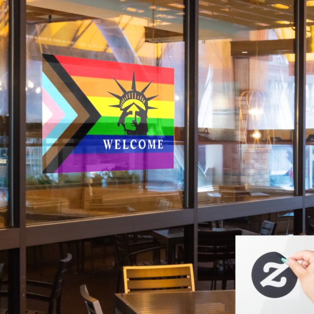 Vinilos Para Cristales Bienvenido Negocio Amigable LGBTQ+ -Gay (ventana del restaurante)