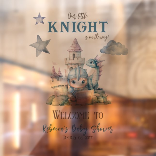 Vinilos Para Cristales Bienvenidos a Baby Shower Dreamy Dragon Knight (Hoja 2)
