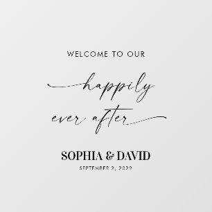 Vinilos Para Cristales Bienvenidos a nuestra feliz historia después de la