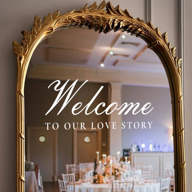 Vinilos Para Cristales Bienvenidos a nuestro Boda de escritura clásica de (Welcome to Our Love Story Classic Script Wedding Window Cling)