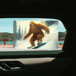 Vinilos Para Cristales Bigfoot despeinado haciendo snowboard en una pendi