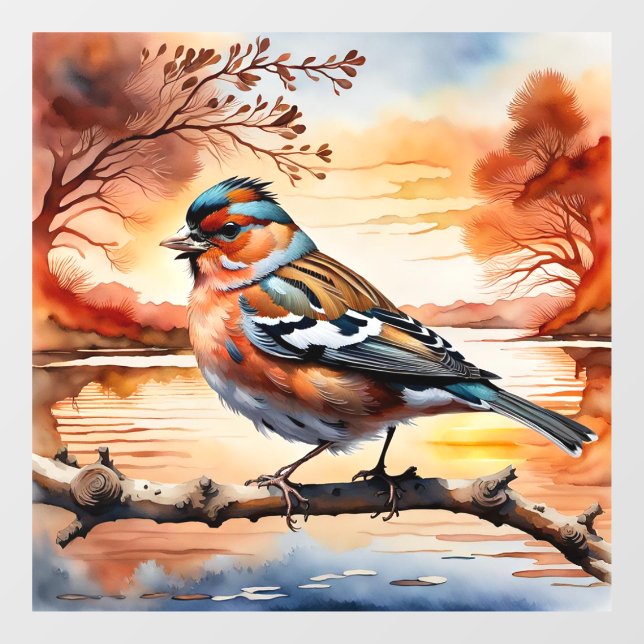 Vinilos Para Cristales Bird and autumn landscape window cling art print  (Hoja)