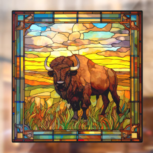 Vinilos Para Cristales Bisonte de llanuras americanas falso vidrio tintad