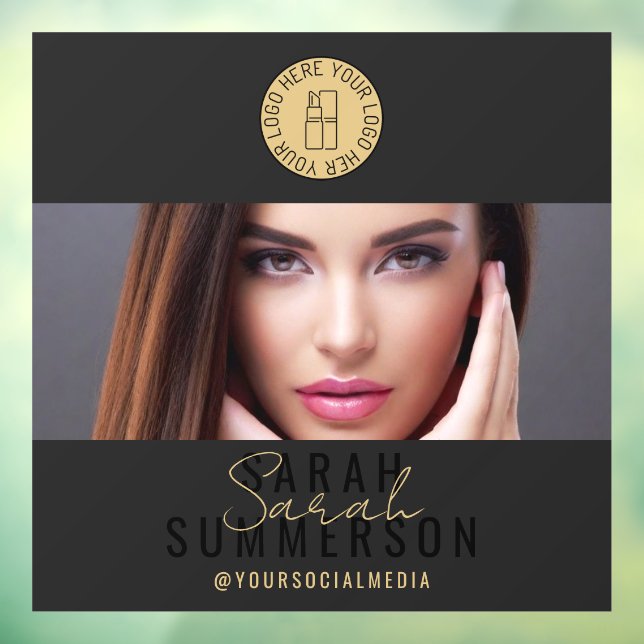 Vinilos Para Cristales Black Gold Logo Social Media Makeup Studio (Hoja 3)