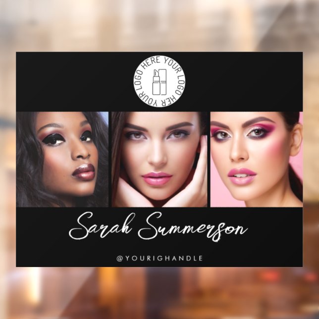 Vinilos Para Cristales Black White Logo 3 Photo Makeup Studio (Hoja 2)