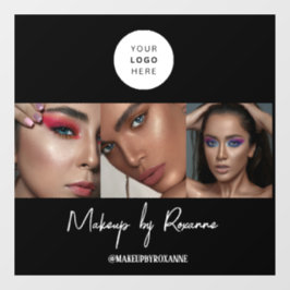 Vinilos Para Cristales Black White Script Logo Photo Makeup Studio 