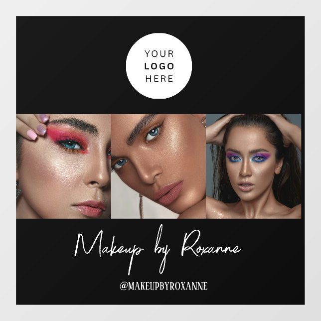 Vinilos Para Cristales Black White Script Logo Photo Makeup Studio  (Hoja)