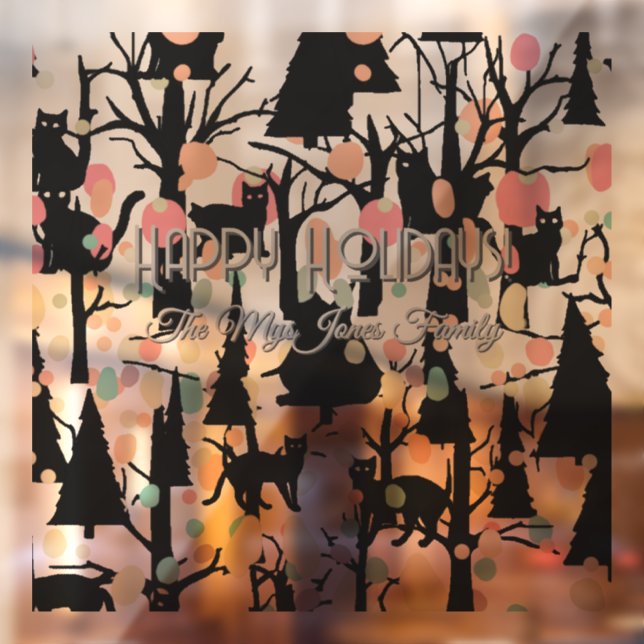 Vinilos Para Cristales BlackCats y ramas retroMinimalistas personalizados (Hoja 2)