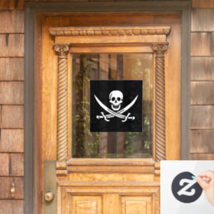Vinilos Para Cristales Blanco, Bandera Pirata Calico Jack, Calavera y Cuc