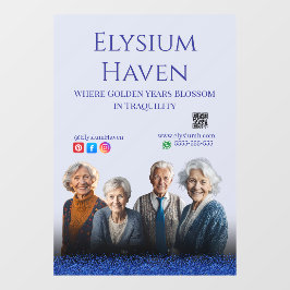 Vinilos Para Cristales Blue Glitter Seniors Care Homes Peace Love Family