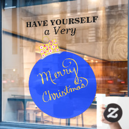 Vinilos Para Cristales Blue Ornament Ball Feliz Navidad