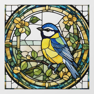 Vinilos Para Cristales Blue Tit Faux Sained Glass Bluetit Bird