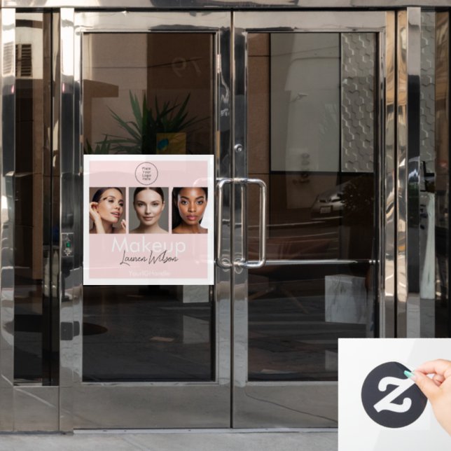 Vinilos Para Cristales  Blush Pink Hair, Makeup & Beauty Studio Branding  (Puerta de oficina)