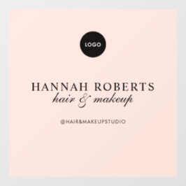 Vinilos Para Cristales Blush Pink Script Logo Hair Makeup Studio