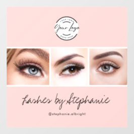 Vinilos Para Cristales Blush Pink Script Logo Photo Lashes Studio