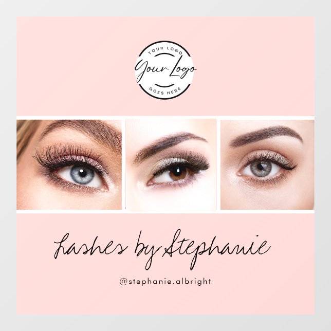 Vinilos Para Cristales Blush Pink Script Logo Photo Lashes Studio (Hoja)