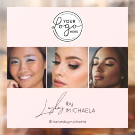 Vinilos Para Cristales Blush Pink Script Logo Photo Lashes Studio