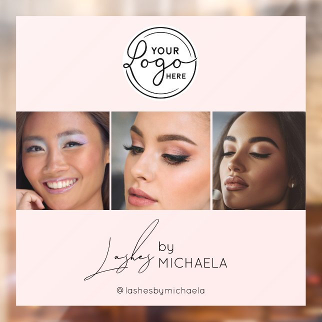 Vinilos Para Cristales Blush Pink Script Logo Photo Lashes Studio  (Hoja 2)