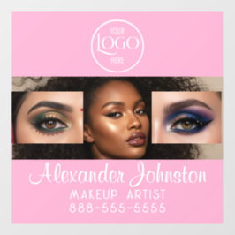 Vinilos Para Cristales Blush Pink Script Logo Photo Makeup Studio