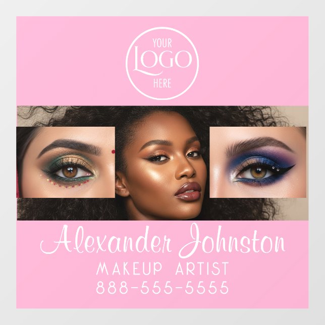 Vinilos Para Cristales Blush Pink Script Logo Photo Makeup Studio (Hoja)