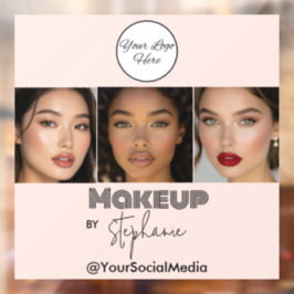 Vinilos Para Cristales Blush Pink Script Logo Photo Makeup Studio