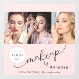 Vinilos Para Cristales Blush Pink Script Logo Photo Makeup Studio