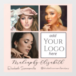 Vinilos Para Cristales Blush Pink Script Logo Photo Makeup Studio