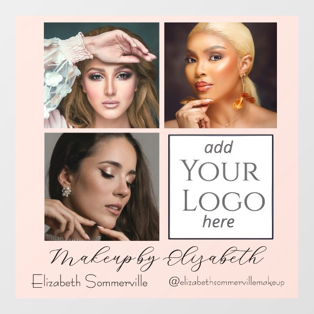 Vinilos Para Cristales Blush Pink Script Logo Photo Makeup Studio (Hoja)