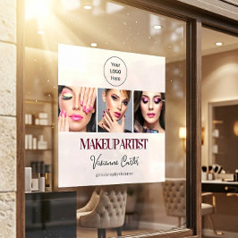 Vinilos Para Cristales Blush Pink Script Logo Photo Makeup Studio