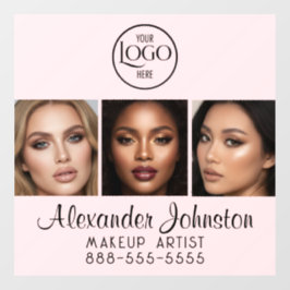 Vinilos Para Cristales Blush Pink Script Logo Photo Makeup Studio Window