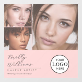 Vinilos Para Cristales Blush Pink Script Logo Photo Makeup Studio Window
