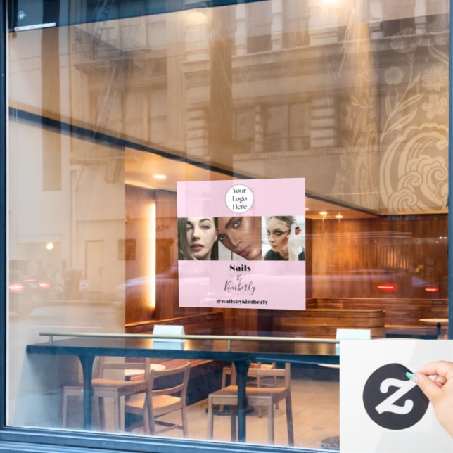 Vinilos Para Cristales Blush Pink Script Logo Photo Nail Salon (Ventana de cafetería)