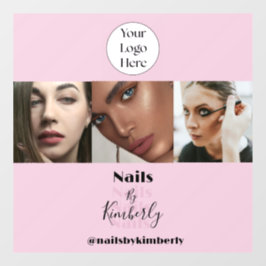 Vinilos Para Cristales Blush Pink Script Logo Photo Nail Salon