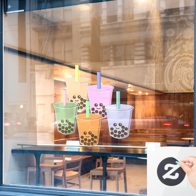 Vinilos Para Cristales Boba en desfile (Ventana de cafetería)