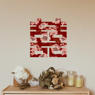 Vinilos Para Cristales Boda chino Xi doble flor roja