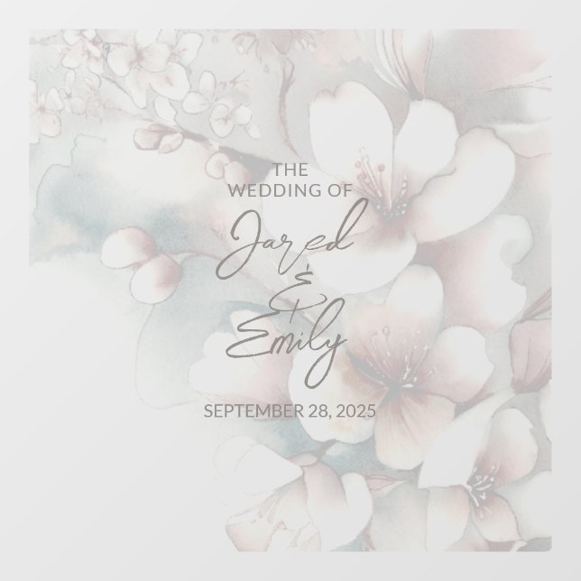 Vinilos Para Cristales Boda de flores de cerezo en el suelo de la pancart (Hoja)