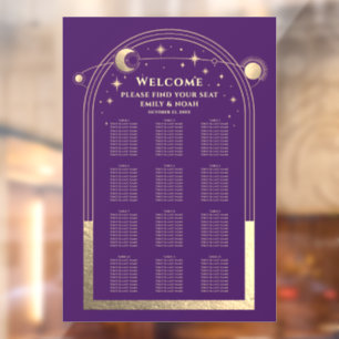Vinilos Para Cristales Boda de Mystical Purple Gold Moon Stars