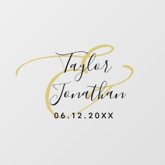 Vinilos Para Cristales Boda personalizada de lujo en negro y oro minimali