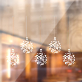 Vinilos Para Cristales Bombillas de copo de nieve blanco_ paquete de cinc