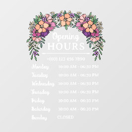 Vinilos Para Cristales Bonito Peach & Purple Floral Open Hours