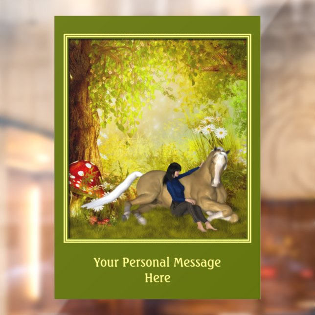 Vinilos Para Cristales Bosque De Caballos Y Fantasías Chicas Personalizad (Hoja 2)