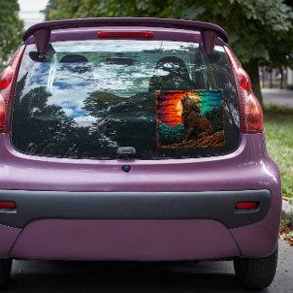 Vinilos Para Cristales Bosque de montaña Faux Wood Carving Wolf Howling