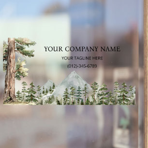 Vinilos Para Cristales Bosque verde acuarela Negocio personalizado