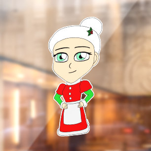 Vinilos Para Cristales botón chibi mrs claus