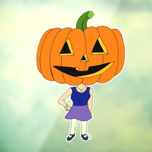 Vinilos Para Cristales botón de chica de cabeza de calabaza