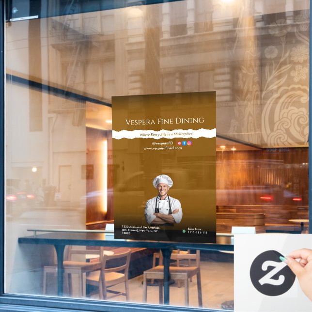 Vinilos Para Cristales Brown Black Chef Restaurants and Food Lovers (Ventana de cafetería)