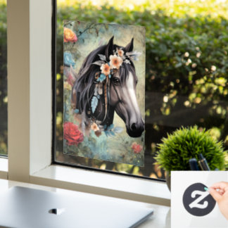 Vinilos Para Cristales  Brown horse in flowers.