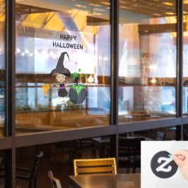 Vinilos Para Cristales Bruja de Halloween Feliz Halloween