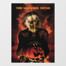 Vinilos Para Cristales Bruja malvada con calabaza. Halloween